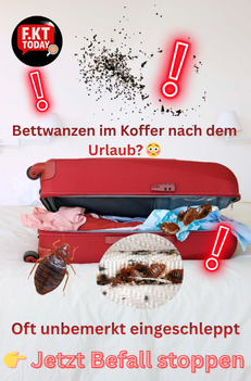 Bettwanzen nach dem Urlaub erkennen Bettwanzen im Koffer nach dem Urlaub eingeschleppt – typische Spuren, Stiche und Befallsanzeichen in Wohnung und Schlafzimmer erkennen